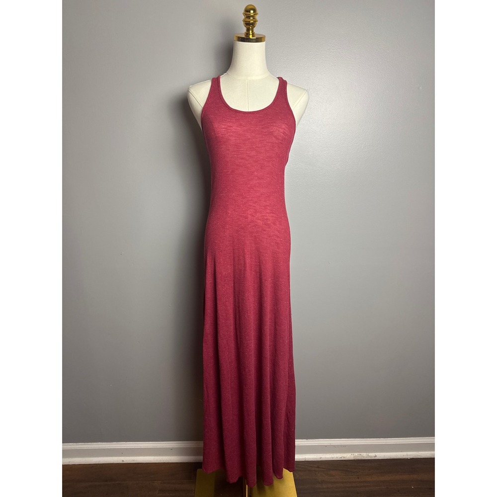 Free People Maxi Dress Women S Pink Excellent Ribbed Knit Racerback Boho Scoop